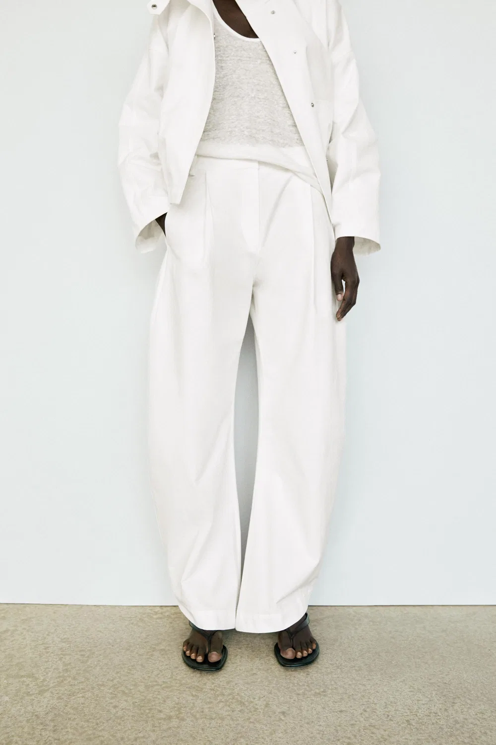 Брюки Massimo Dutti, свободные, белый — фото 2