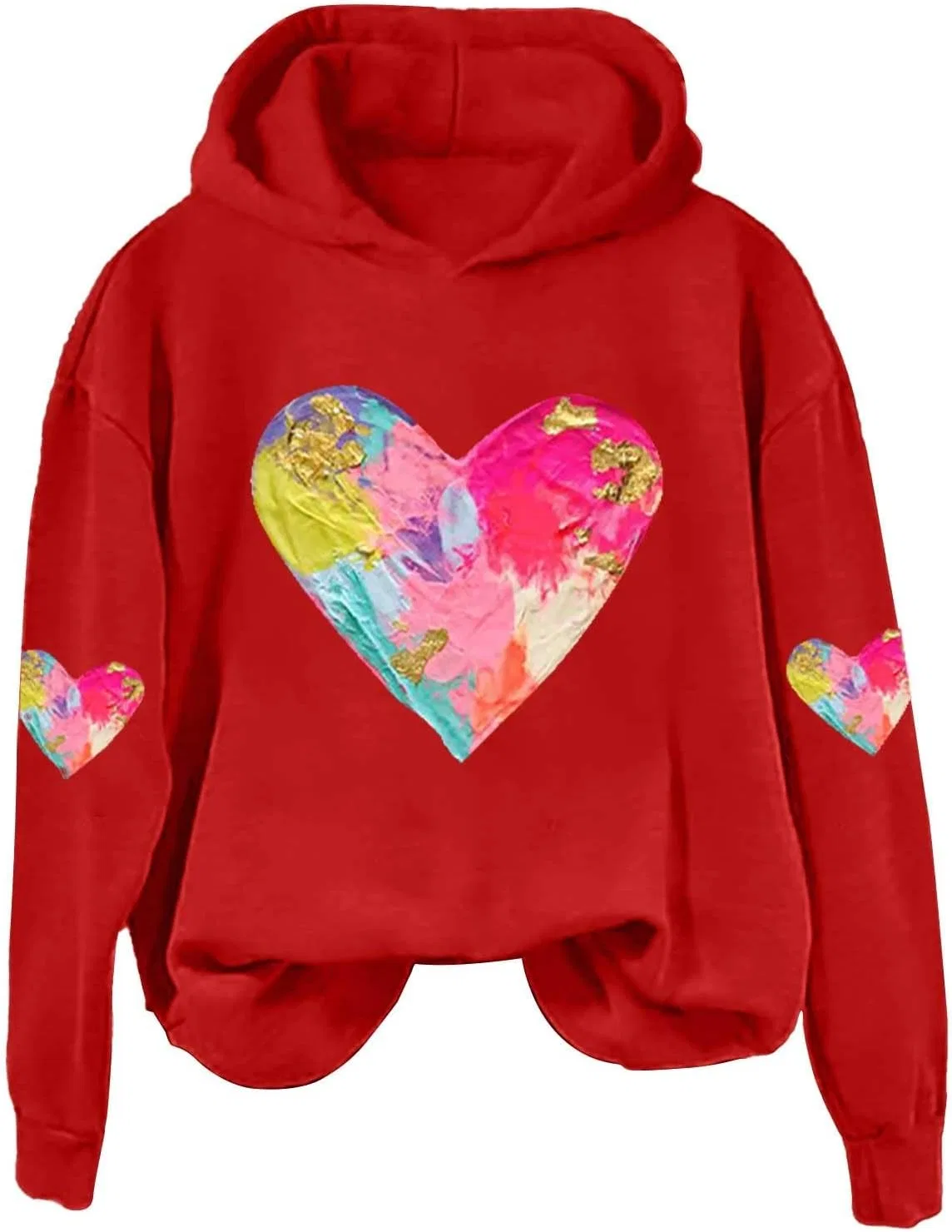 Женское худи с принтом Tie Dye Heart, красный — фото 4