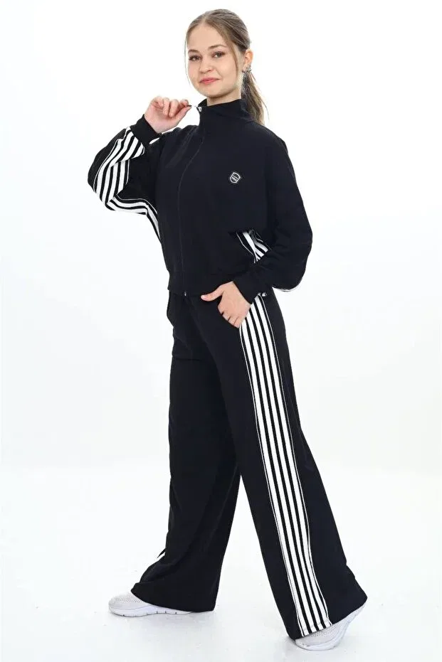 Детский для девочек хлопковый комплект спортивного костюма Sportswear Asortik Kids, Black