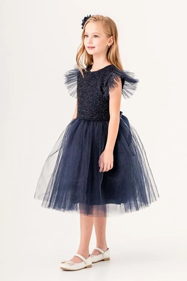 Детское платье для девочек из тюля Mnk Baby&Kids, Dark Lacquer — фото 4