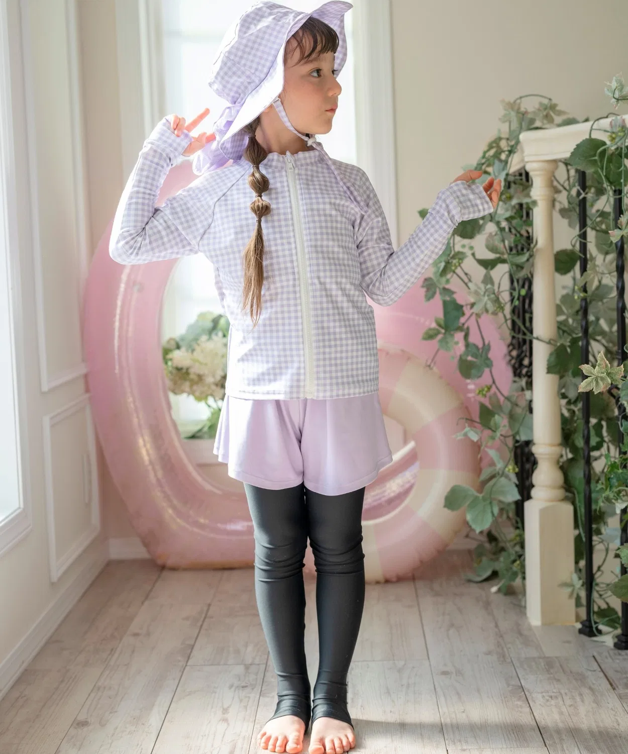 Детский комплект для плавания с лонгсливом и шортами Catherine Cottage, Lilac