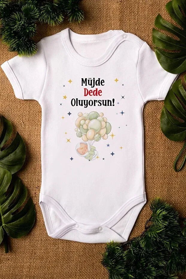 Детское боди с принтом Good News: You're Becoming A Grandfather Eydubaby, White
