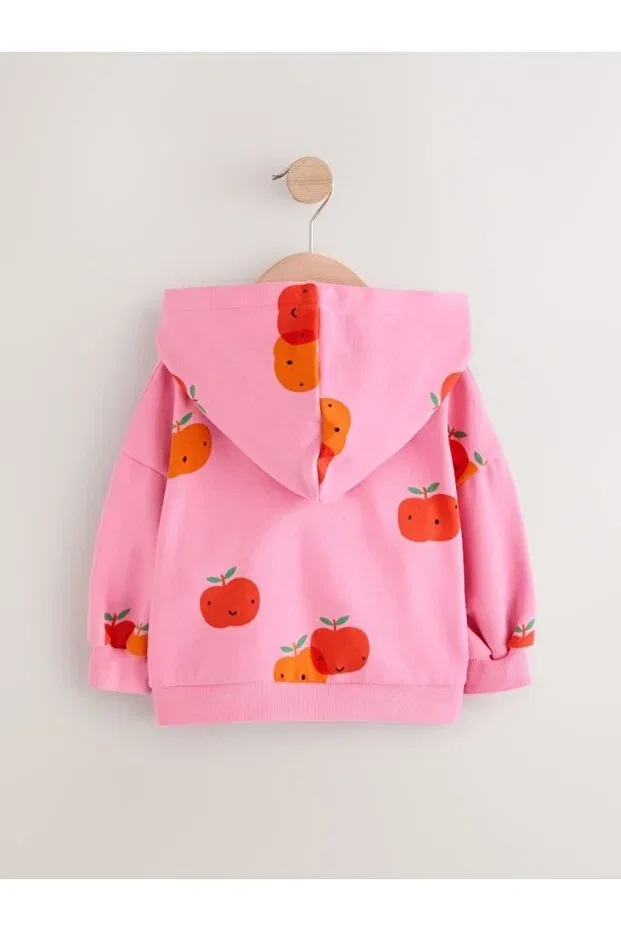 Детское худи для девочек хлопковое с принтом Apple Hoodie Next Baby, Pink — фото 3