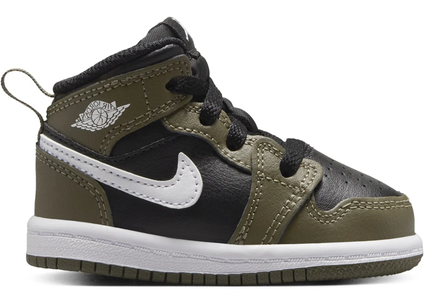 Детские кроссовки с высоким берцем Jordan 1 Mid Jordan, Black Medium Olive White
