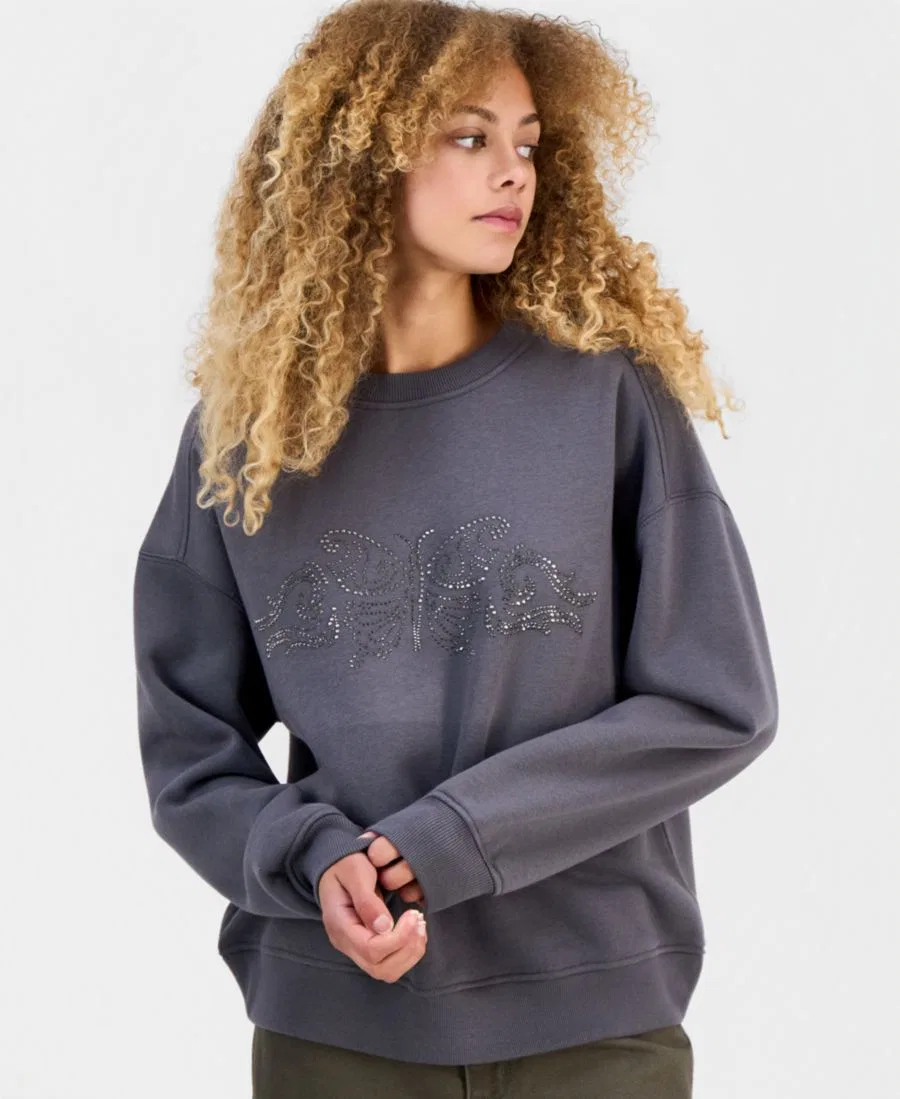 Свитшот с принтом и стразами Madden Girl, Charcoal Combo
