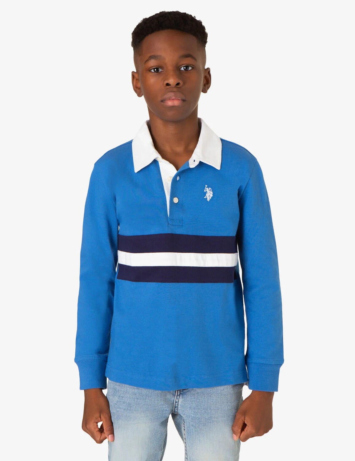 

Футболка поло U.S. Polo Assn. Boys Long Sleeve Pieced Stripe, синий