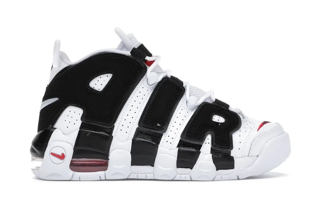 Детские кроссовки для мальчиков с принтом Nike Air More Uptempo Nike, White/Black-University Red
