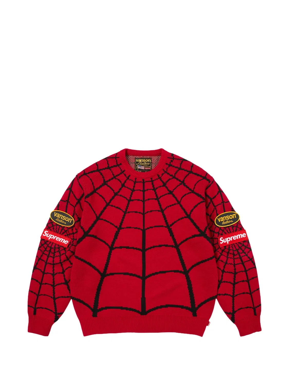 Свитер с принтом Spider-Man из коллаборации с Vanson Leathers x Marvel Supreme, красный