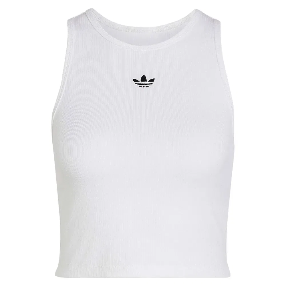 Женская майка без рукавов с ребристой текстурой Adidas Originals Essentials Rib, White — фото 3