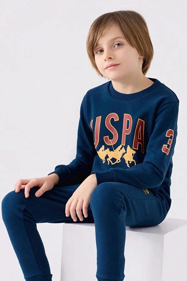 Детский для мальчиков спортивный костюм с принтом U.S. Polo Assn., Navy Blue — фото 2