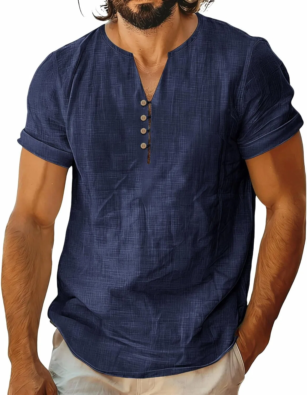 Мужская футболка повседневная хлопковая с воротником, Dark Navy