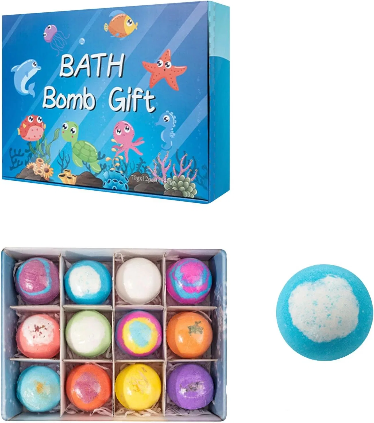 Детские бомбочки для ванны, 12 штук, 60 г, с игрушкой-сюрпризом, подарок Generic