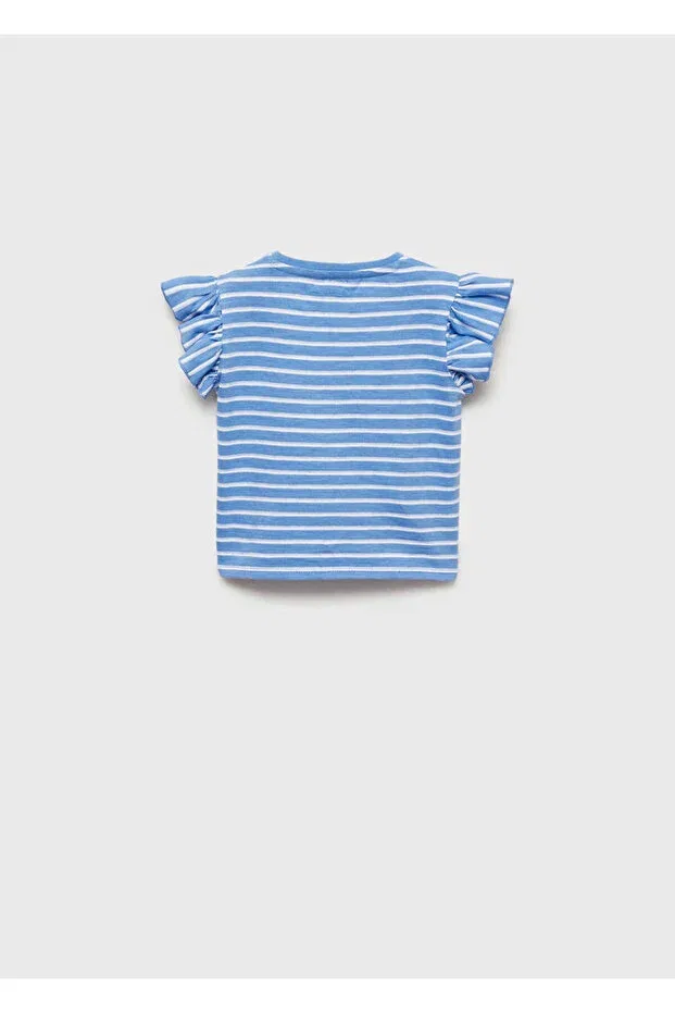 Детская футболка для девочек с оборками Mango Baby, Blue — фото 3
