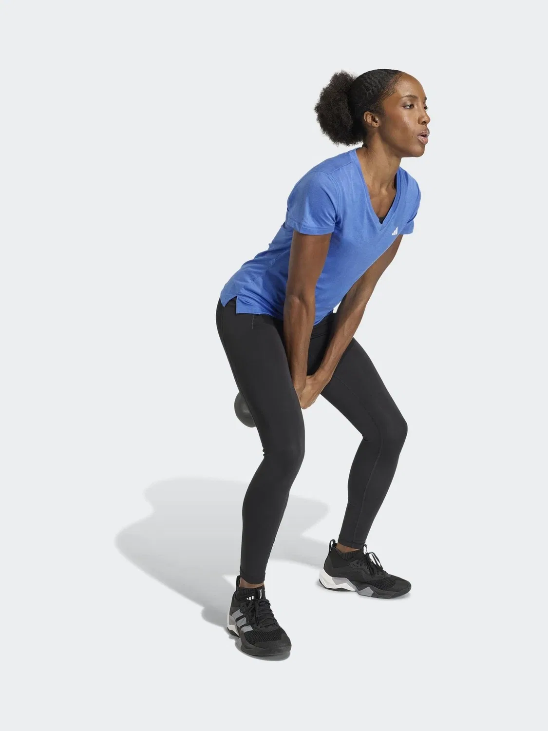 Футболка с V-образным вырезом, Workout Essentials adidas, темно-синий — фото 3