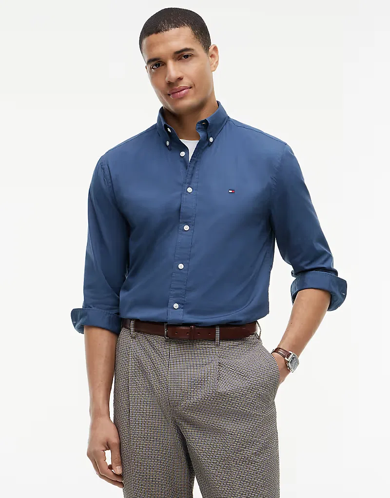 Рубашка Tommy Hilfiger Th flex regular fit из поплина, темно-синий
