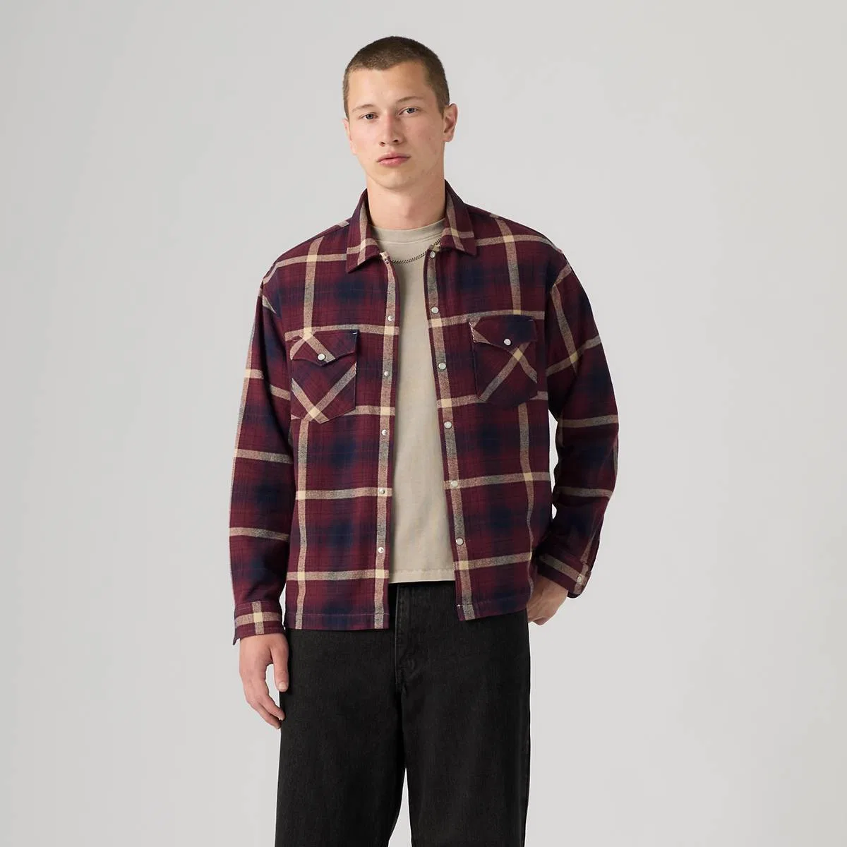 Классическая фланелевая рубашка свободного кроя в западном стиле Levi's, Ryder Plaid Tawny Port - Multi-Color — фото 3