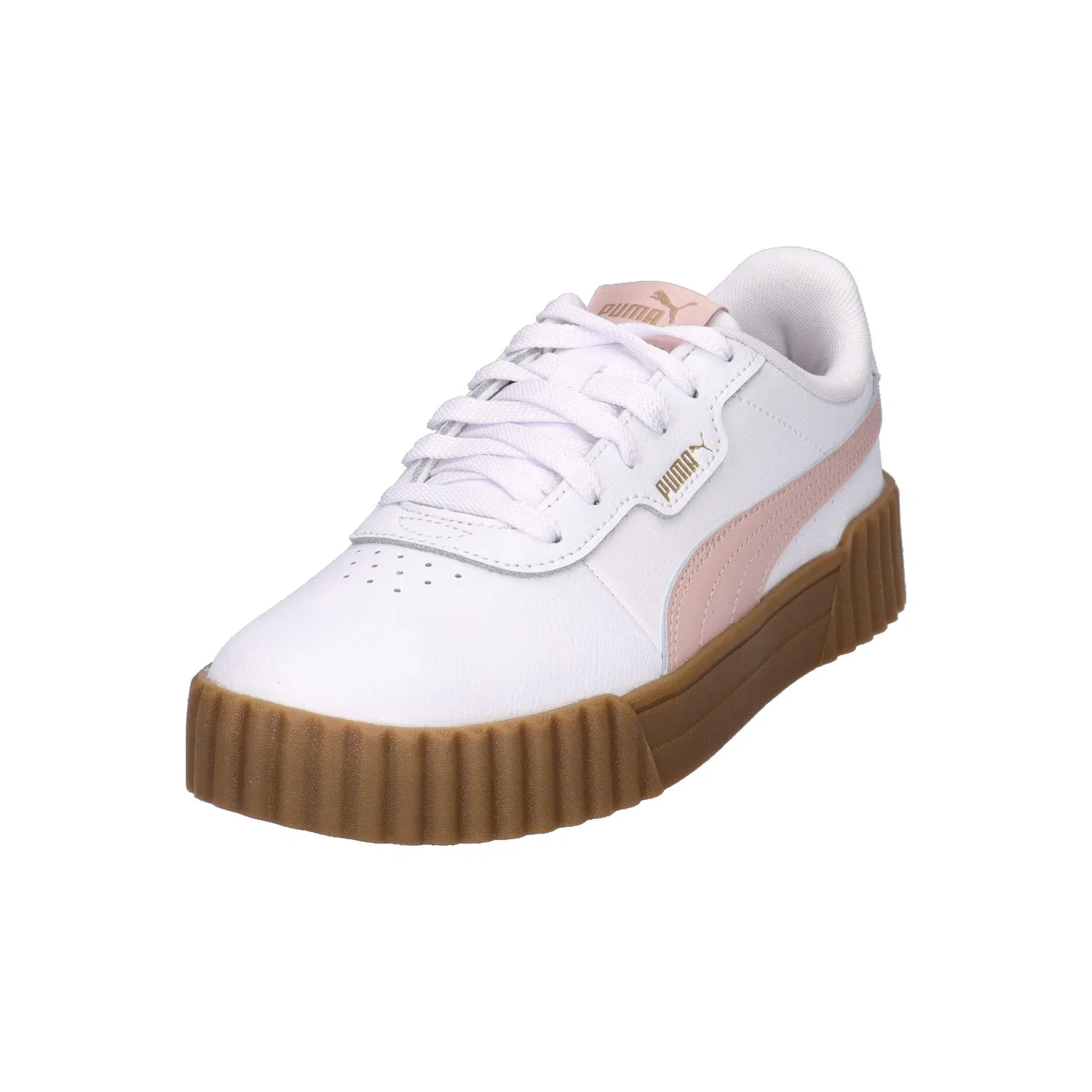 Детские кроссовки с кожаным верхом Puma Carina 3.0 Jr, Цвет Weiss / Konigliches Lila / Weiss — фото 4