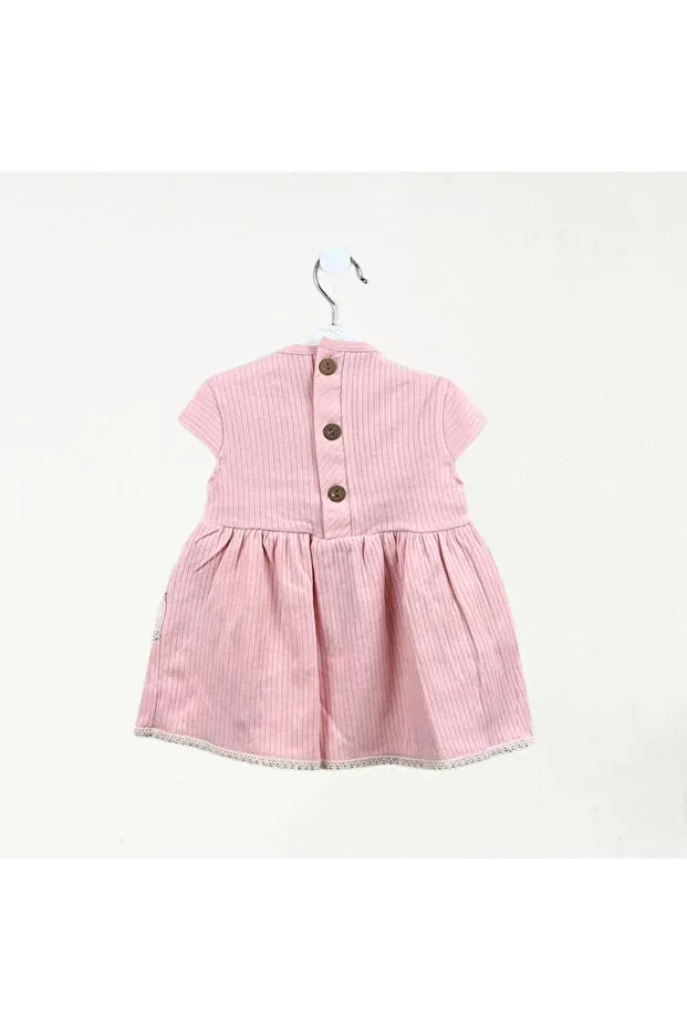Детское хлопковое платье для девочек с коротким рукавом reported design Generic Brands, Pink — фото 2