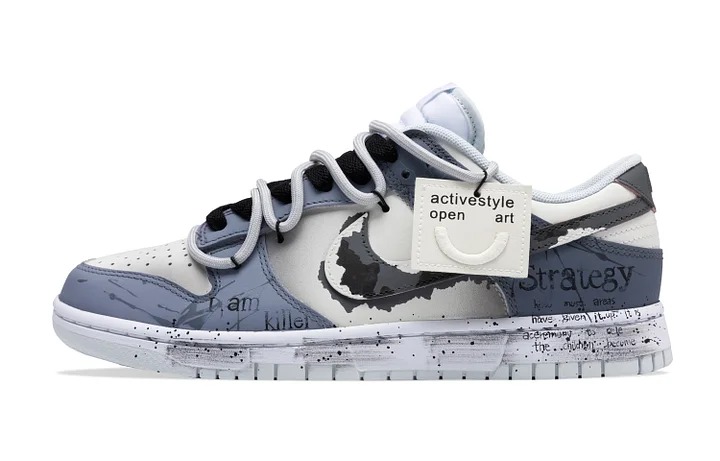 

Кастомизированные кроссовки Nike Dunk Skateboard Shoes Unisex, бежевый/синий
