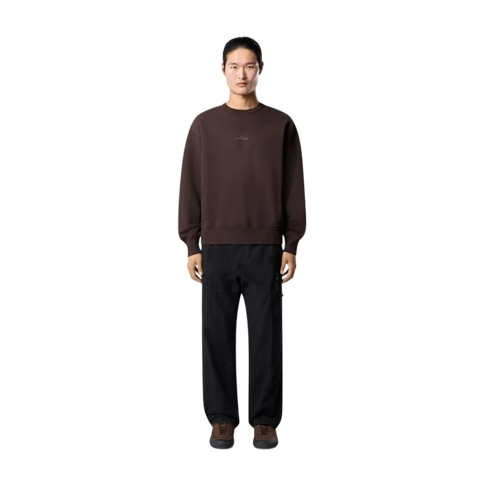 Мужской свитшот Stone Island Oversized-fit Crewneck With 'camo Compass' Print, бордовый
