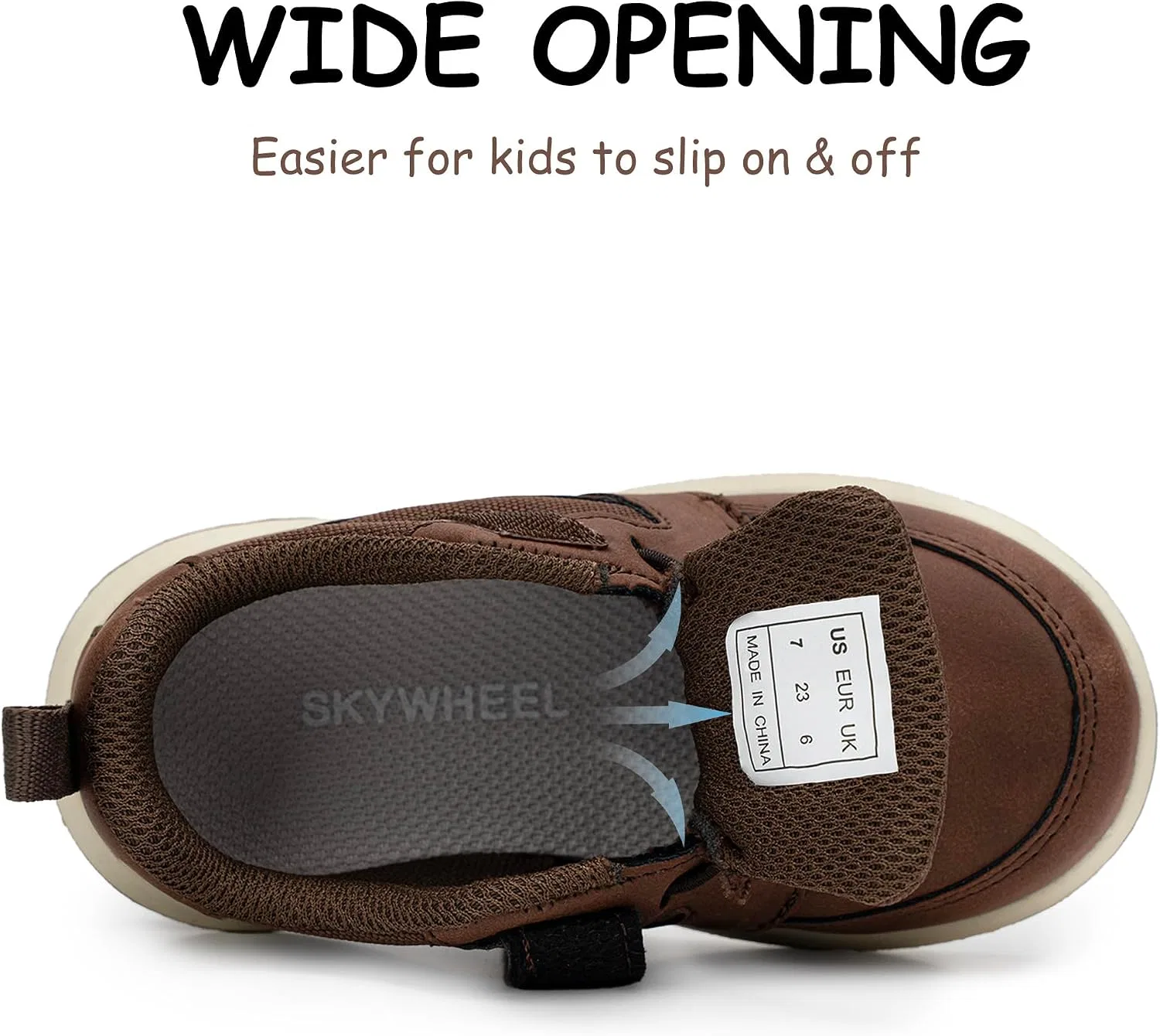 Детские кроссовки для мальчиков повседневные SKYWHEEL, Brown Toddler Boy Shoesι — фото 3