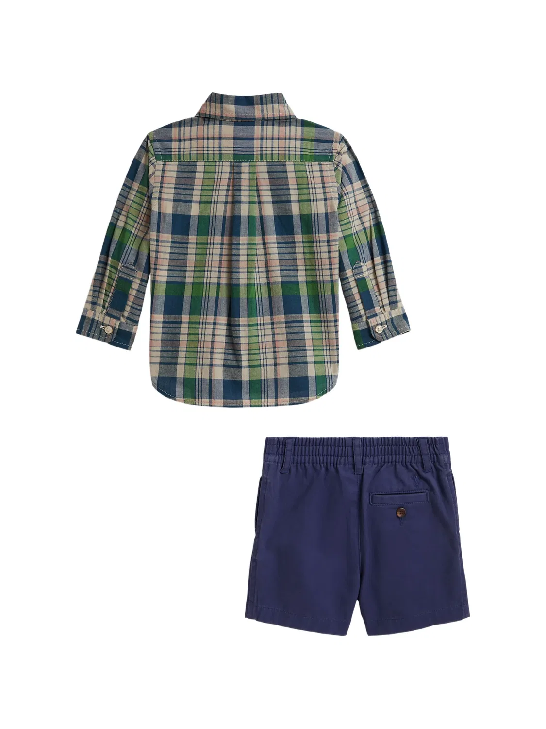 Комплект из топа и шортов в клетку Polo Ralph Lauren Kids, синий — фото 2
