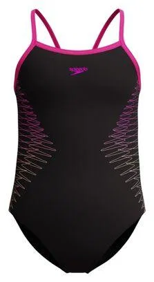 Детский купальник с принтом Speedo, Черный Fluorescent Magenta