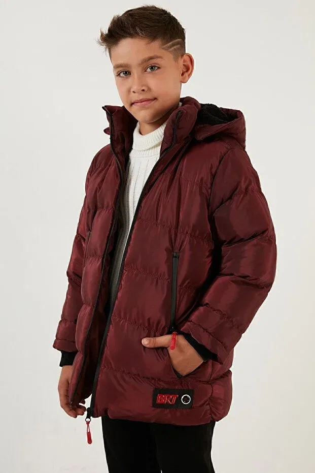 Детское пальто для девочек пуховое Plush lined removable hooded puffer coat boy's coat 5763038 Lela, Burgundy