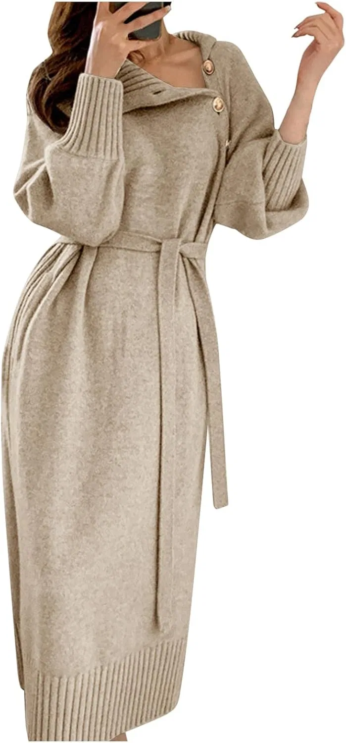 Женское платье-свитер с воротником-стойкой Ribbed Knit, Beige