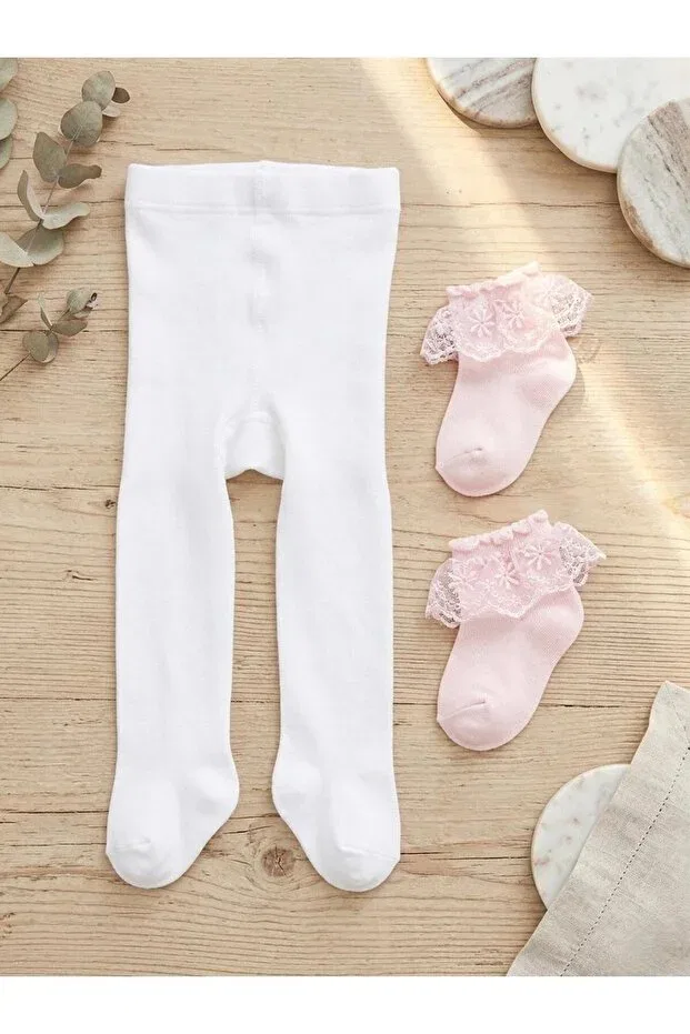 Детский комплект носков и колготок для девочек хлопковый Bebila Baby, Pink