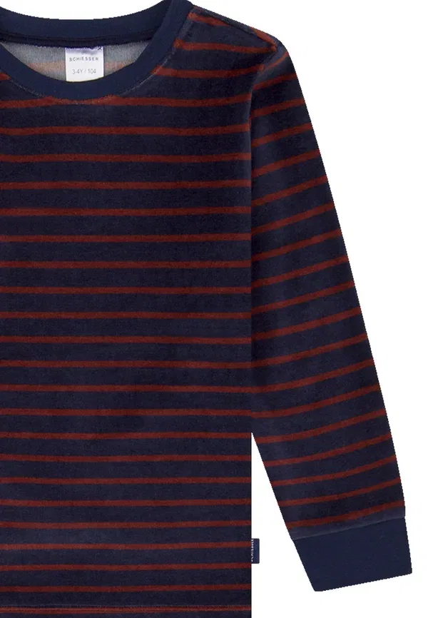 Пижамный комплект из велюра Set Schiesser, Dark Blue, темно-синий — фото 2