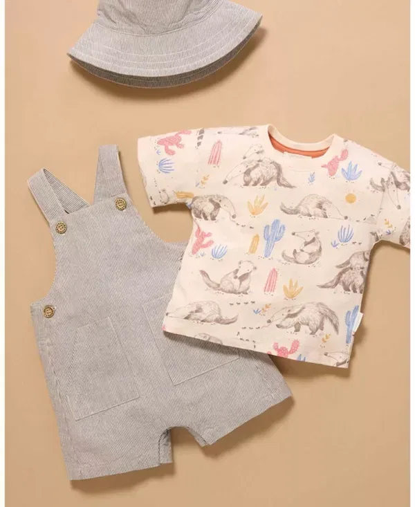 Детский комплект для мальчиков с коротким рукавом Purebaby, Slub Stripe — фото 2