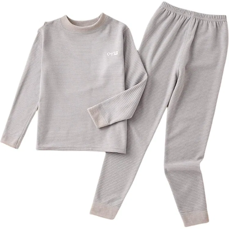 Детский комплект термобелья Academic Style Cotton Gene, Mock Neck Gray Stripe