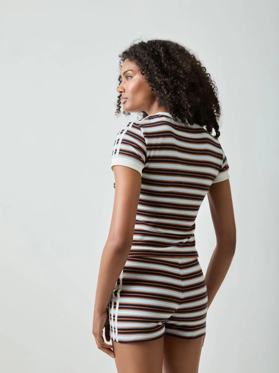 Футболка поло с полосками adidas Originals Summer Glow Slim Striped, оранжевый — фото 3