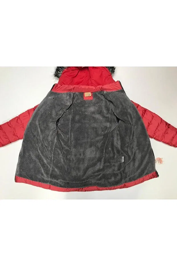 Детское пальто для девочек с капюшоном Winter Zipper Hooded Double Pockets Welsoft Lining Water And Wind Resistant Girl'S Coat Jacket Baby Slon Kids Clup, Red — фото 3