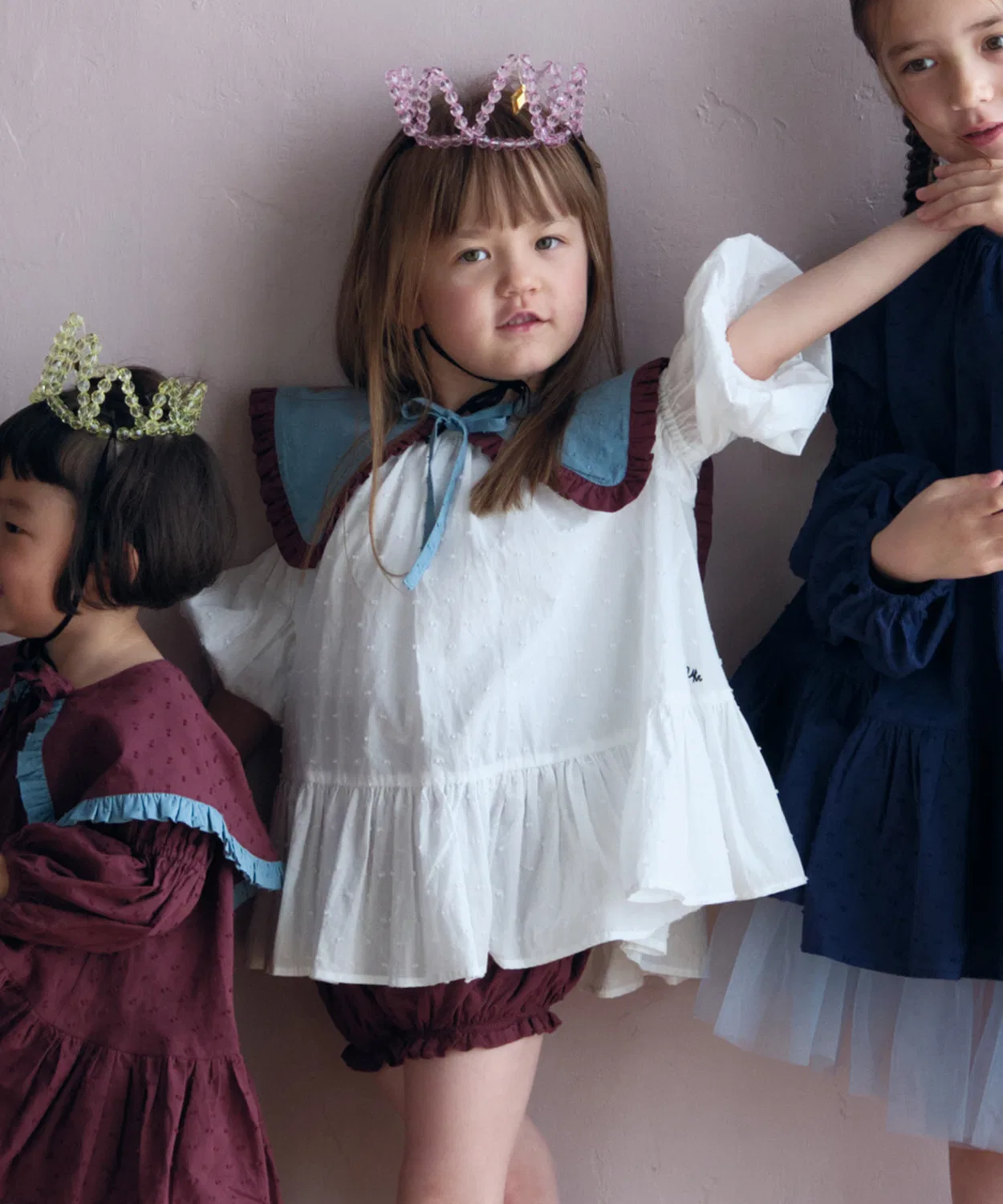 Детское платье-мини с точками Uhr LIMITED Dot Mini Dress IENA ENFANT, White