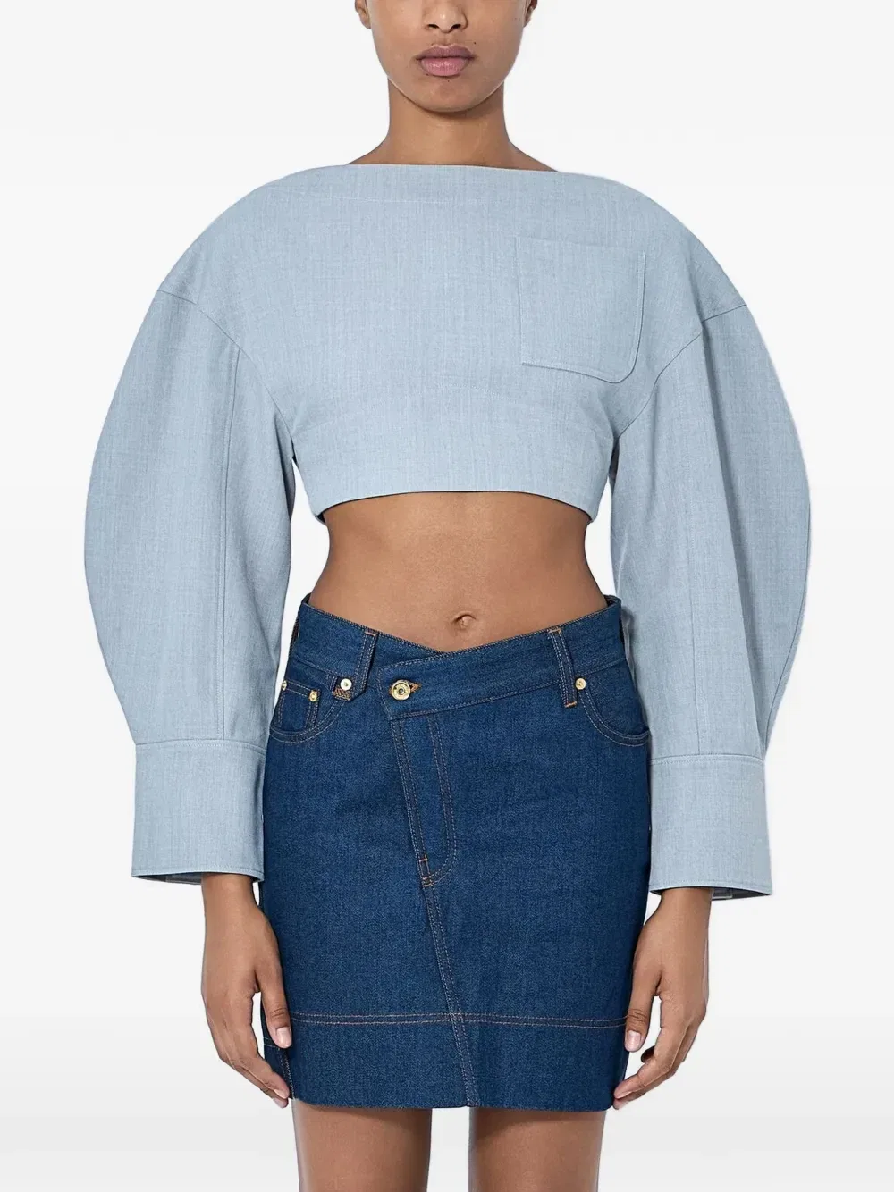 Укороченный топ The Casaco с открытой спиной JACQUEMUS, серый