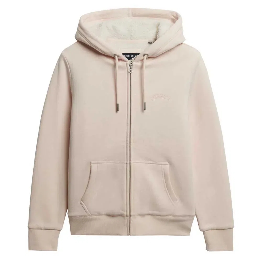 Худи на молнии с начесом Superdry, бежевый