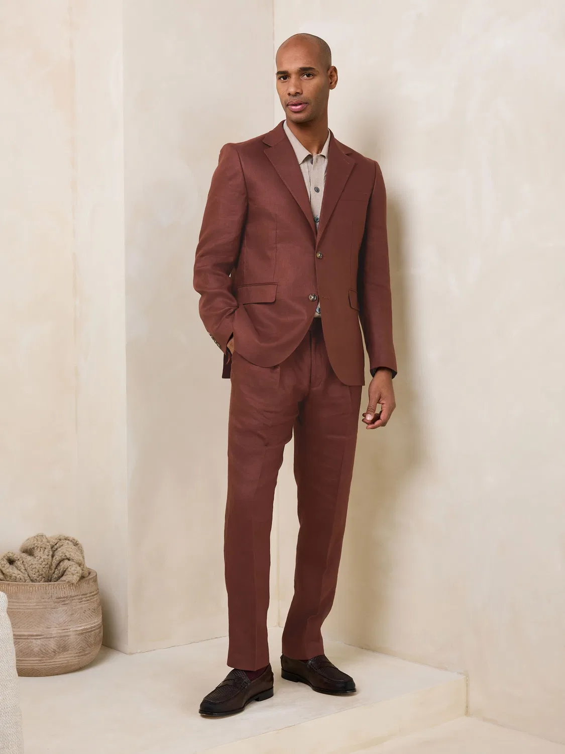 Пиджак Tailored Fit, 100% лен, N.Premium Next, коричневый — фото 2