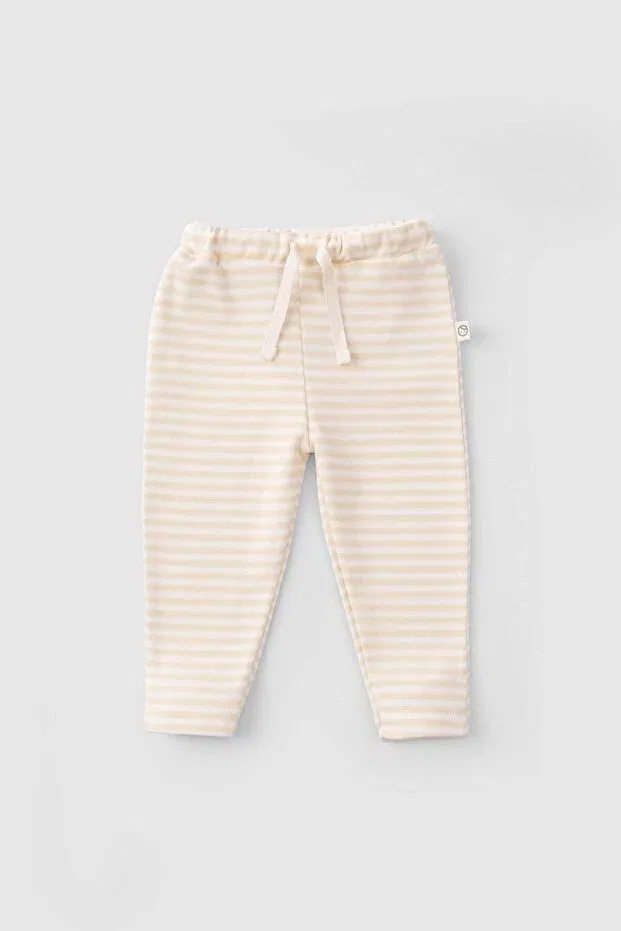 Детские брюки для девочек органические хлопковые 2-Piece organic cotton baby pants playtime Little Gusto, Yellow — фото 4