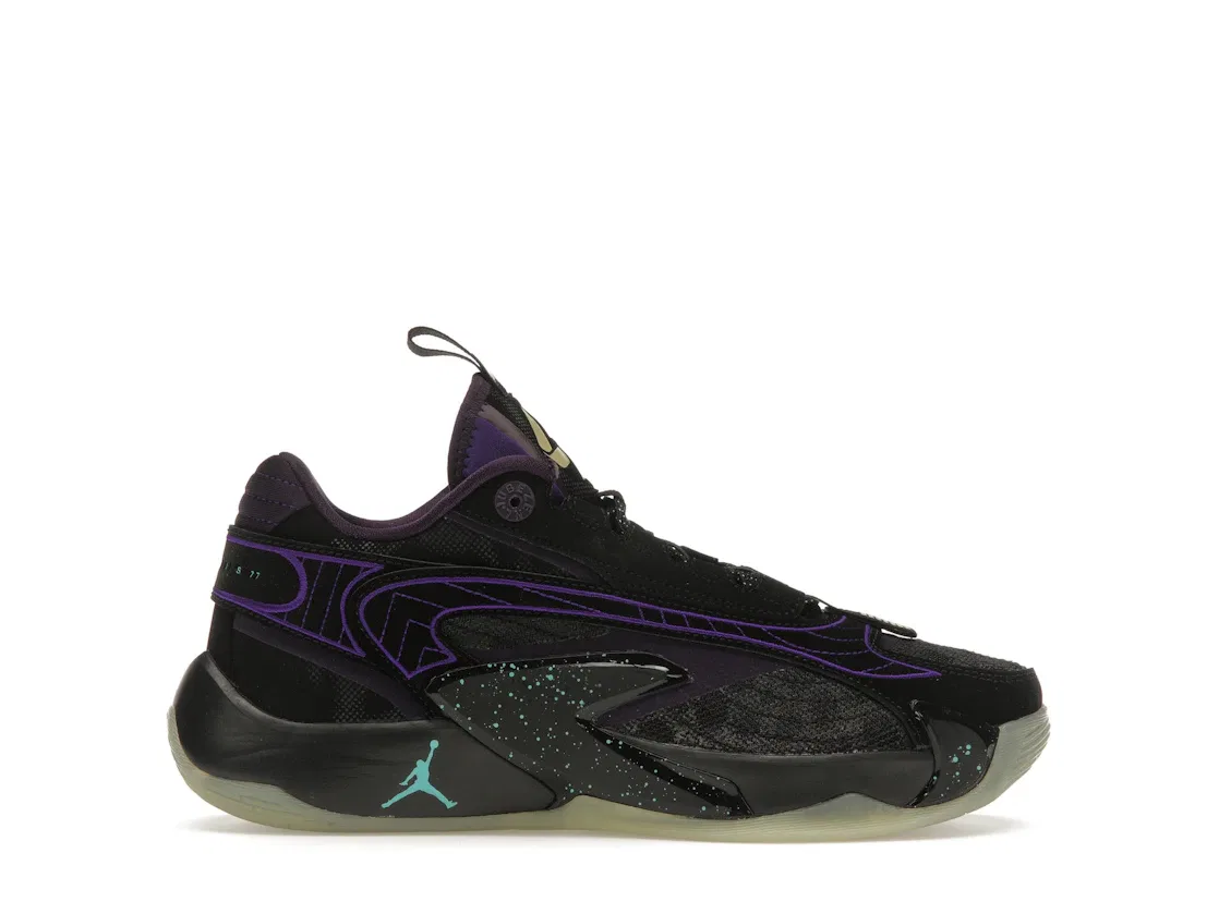 Детские кроссовки для мальчиков с принтом Jordan Luka 2 Jordan, Black/Grand Purple/Aurora Green/Glow