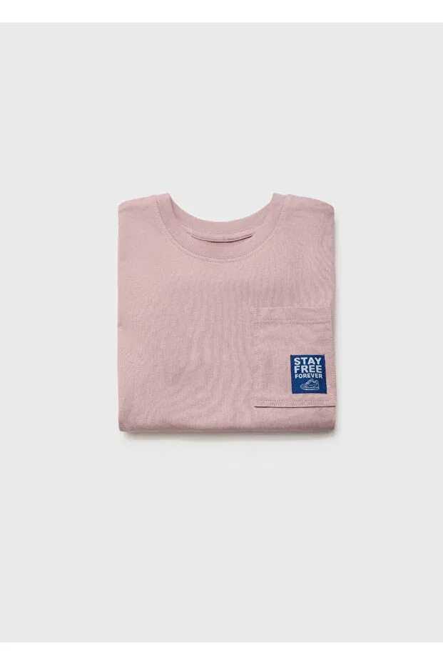 Детская хлопковое футболка Mango Baby, Pale Pink — фото 4