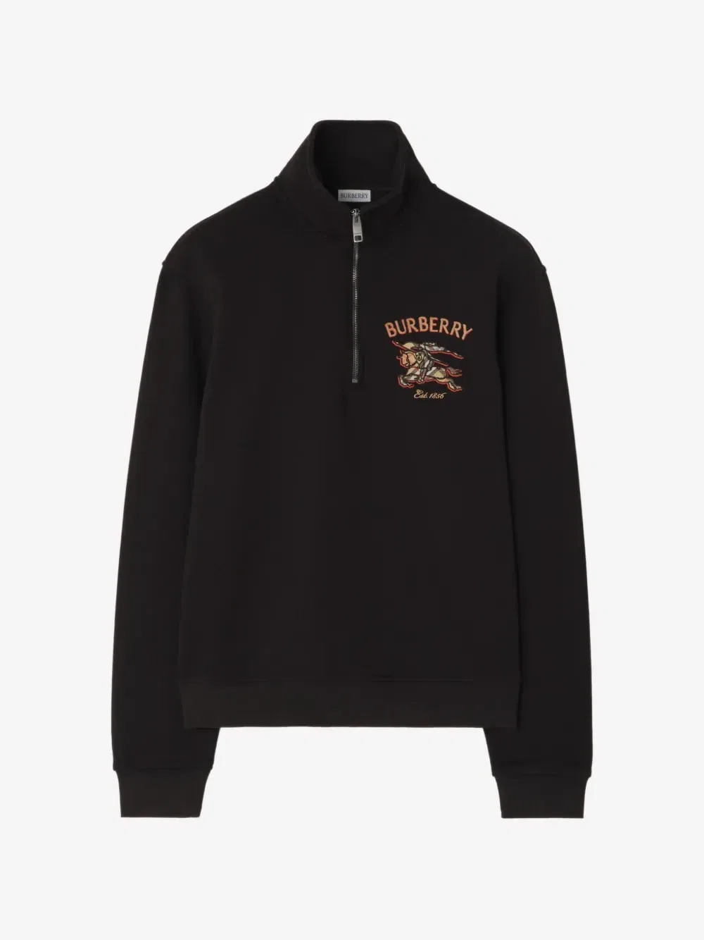 Хлопковый свитер в клетку Knight с полумолнией BURBERRY, черный