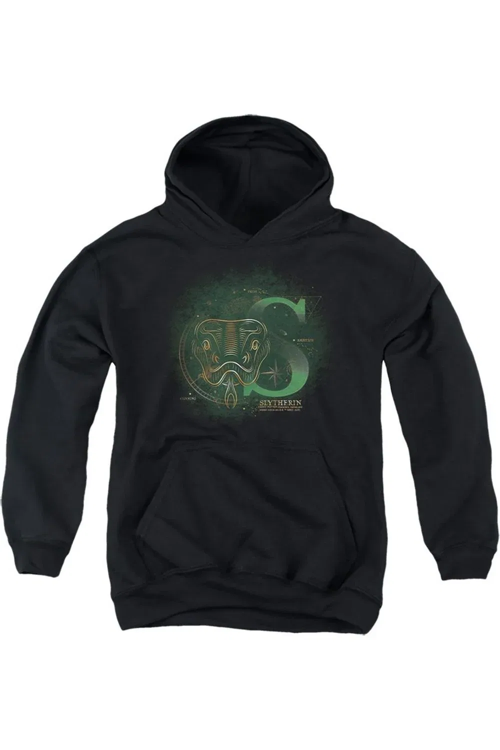 Детское худи с капюшоном Harry Potter Celestial Nomad Slytherin Gildan, черный