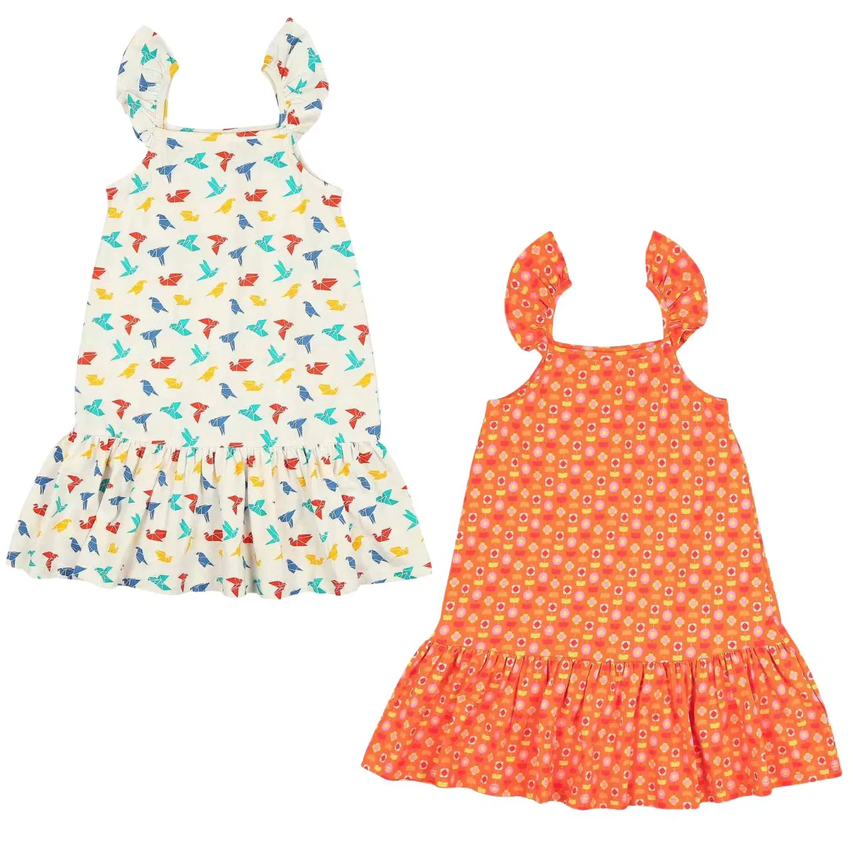 Комплект платьев на бретелях Gummy Birds & Indian Flora Ola! Otter, White & Orange