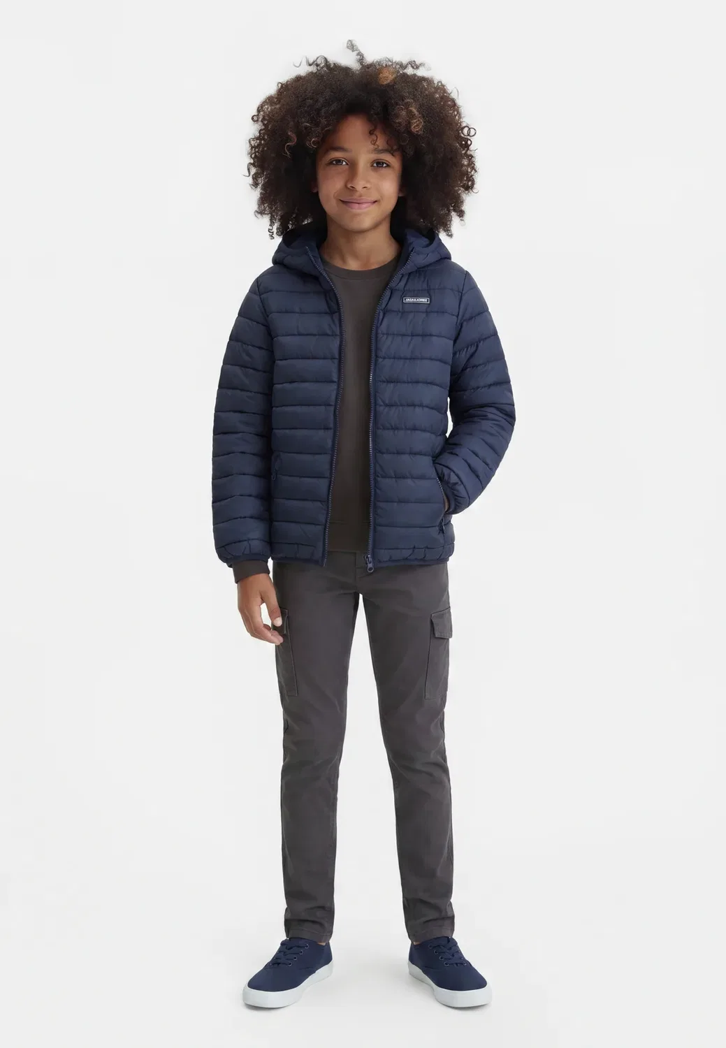 Легкая пуховая куртка Jjelvis с капюшоном - легкая куртка Jack & Jones Junior, Navy Blazer