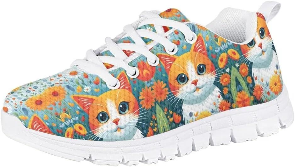 Детские кроссовки с принтом волка GLUDEAR, Cat Floral