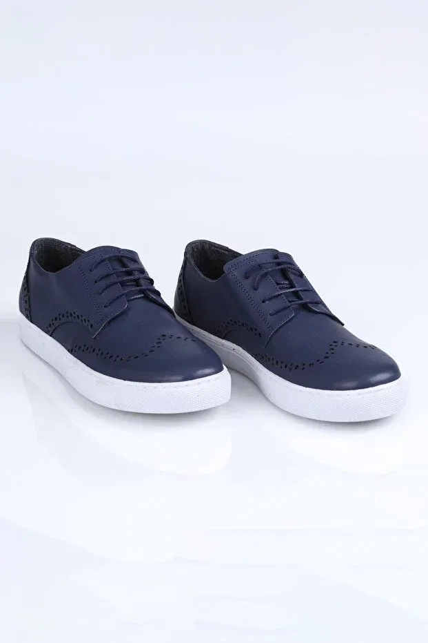 Детские кеды для мальчиков кожаные Mini Angel, Navy Blue — фото 3
