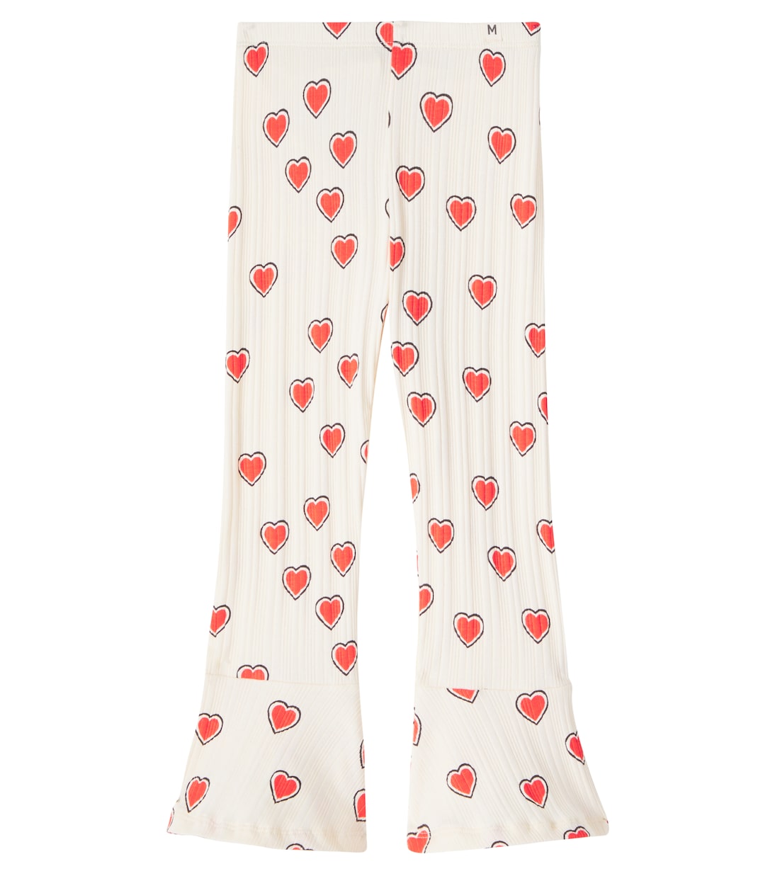 

Брюки-клеш с контурными сердцами из хлопковой смеси Mini Rodini, Offwhite