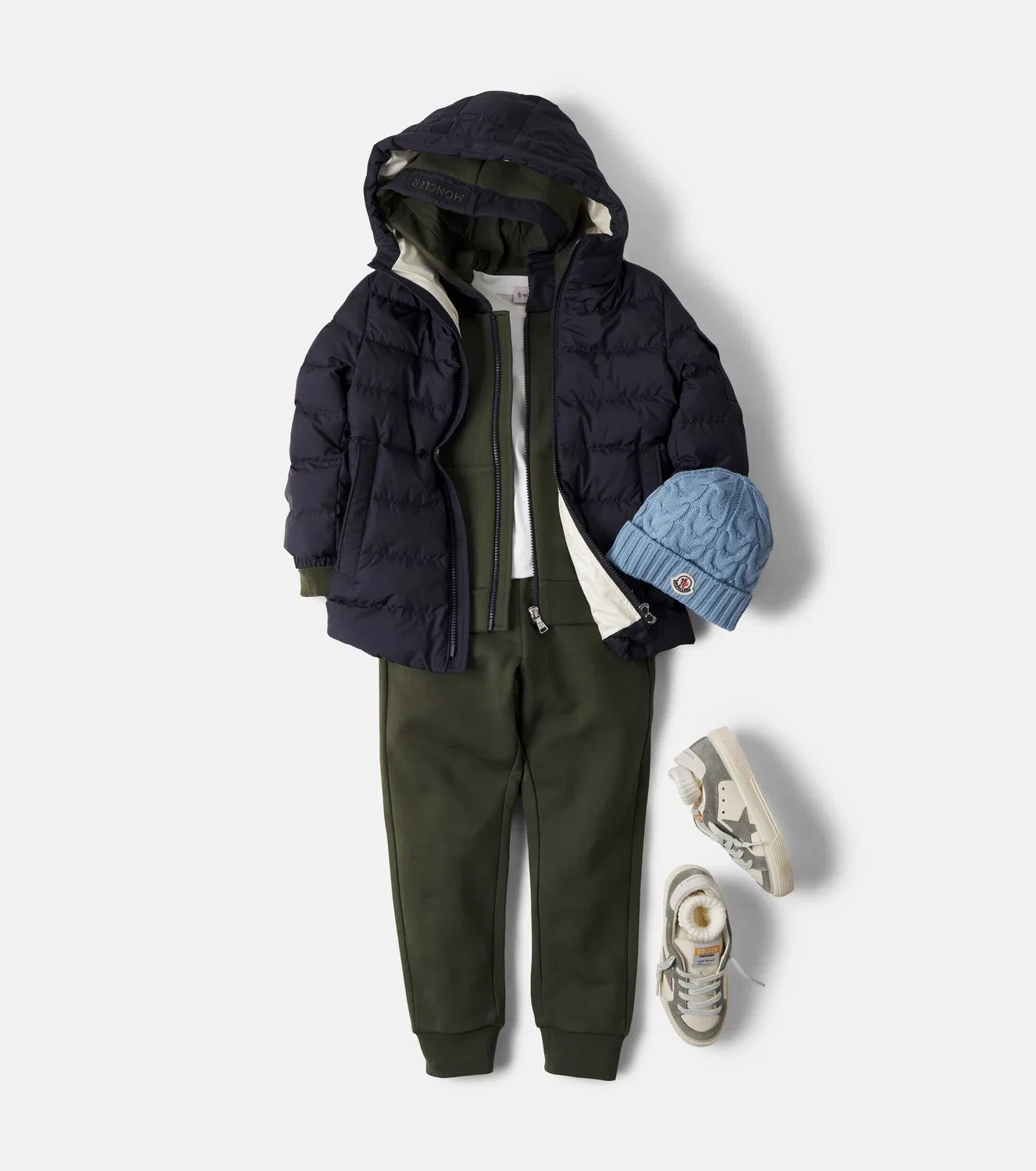 Комплект из флисовой толстовки и спортивных штанов Moncler Enfant, зеленый — фото 2